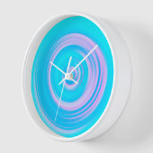 Coral und Aqua Spiral Abstrakt zeitgenössisch Uhr (Winkel)