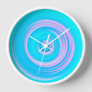 Coral und Aqua Spiral Abstrakt zeitgenössisch Uhr