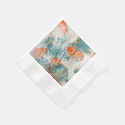 Coral und Aquamarin Brushstroke Napkins Serviette (Ecke)