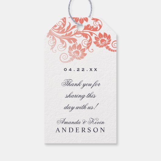 Coral und Blue Gastgeschenk Hochzeit Geschenk Hang Geschenkanhänger (Rückseite)