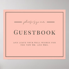 Coral und Cream Wedding Gästebuch-Zeichen Poster