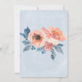 Coral und Dusty Blue Floral Brautparty Einladung (Rückseite)