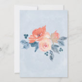 Coral und Dusty Blue Floral Geometric Wedding Einladung (Rückseite)
