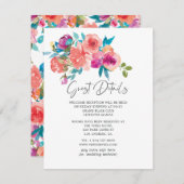 Coral und Fandango Floral Wedding Details Begleitkarte (Vorne/Hinten)