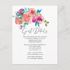 Coral und Fandango Floral Wedding Details Begleitkarte