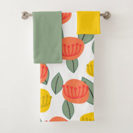 Coral und Gold Blume Badetuch Set