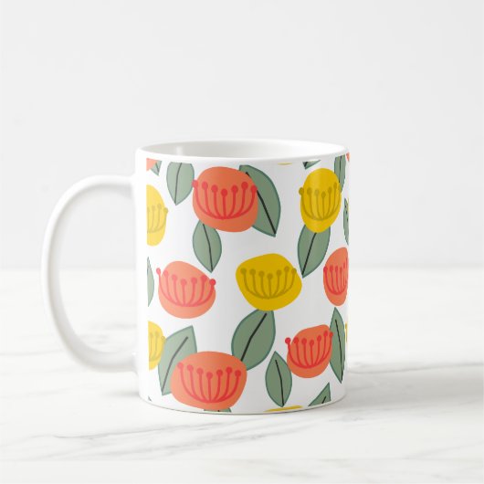 Coral und Gold Blume Kaffee Tasse (Links)