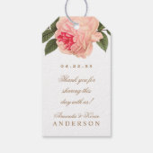 Coral und Gold Glitzer Gastgeschenk Hochzeit Gesch Geschenkanhänger (Rückseite)