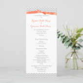 Coral und Grey Zigzag Muster Hochzeitsprogramm Programm (Stehend Vorderseite)