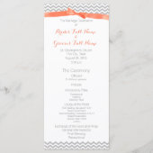 Coral und Grey Zigzag Muster Hochzeitsprogramm Programm (Vorderseite)