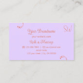 Coral und Lavendel Chic Verziert mit Monogram Visitenkarte (Rückseite)