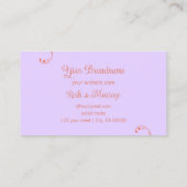 Coral und Lavender Verziert mit Portrait Foto Visitenkarte (Rückseite)