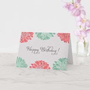 Coral und Mint Dahlia Floral Geburtstag Karte
