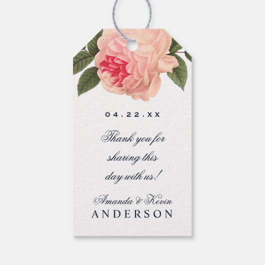 Coral und Navy Blue Gastgeschenk Hochzeit Geschenk Geschenkanhänger (Rückseite)