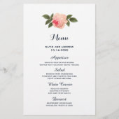 Coral und Navy Blue Wedding Menu (Vorderseite)