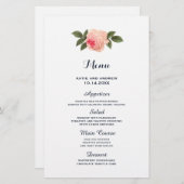 Coral und Navy Blue Wedding Menu (Vorne/Hinten)