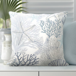Coral und Starfish Beach Throw Kissen