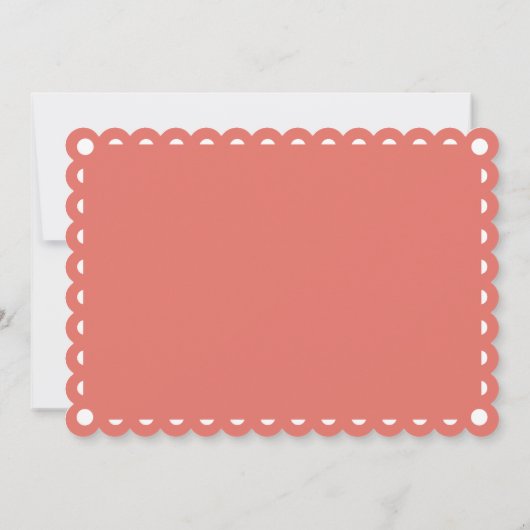 Coral und Weiß Papel Picado Quinceañera Einladung (Rückseite)