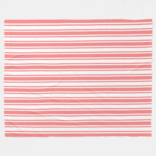 Coral und weiße Streifen aus Süßigkeiten Fleecedecke (Vorderseite (Horizontal))