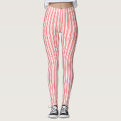 Coral und weiße Streifen aus Süßigkeiten Leggings (Vorderseite)