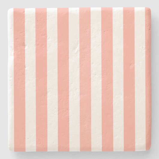 Coral und weiße Streifen aus Süßigkeiten Steinuntersetzer (Vorderseite)