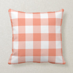 Coral und White Gingham Pattern Kissen