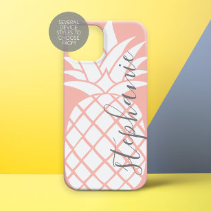 Coral und White Trendy Ananas mit Individuelle Nam Case-Mate iPhone Hülle
