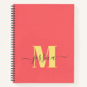 Coral und Yellow Monogram Notebook Notizblock (Vorderseite)