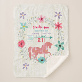 Coral Unicorn Baby Girl Stats Wasserfarben Wreath Sherpadecke
