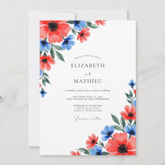 Coral Vibrant Spring Wedding Einladung (Vorderseite)