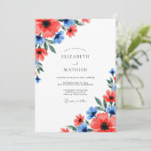 Coral Vibrant Spring Wedding Einladung (Stehend Vorderseite)