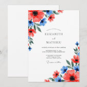 Coral Vibrant Spring Wedding Einladung (Vorne/Hinten)