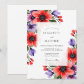 Coral Violet Artistic Bloom Wedding Einladung (Vorne/Hinten)