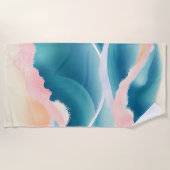 Coral Wappen Fluid Abstrakt Coastal Strandtuch (Vorderseite)
