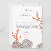 Coral Watercolor Beach Moderne Hochzeit Dankeskarte (Vorderseite)