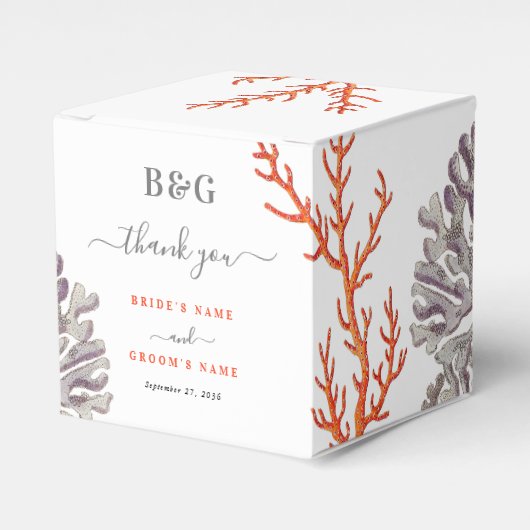 Coral Watercolor Beach Modernes Hochzeitsgeschenk Geschenkschachtel (Vorderseite)