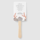 Coral Watercolor Beach Modernes Hochzeitsprogramm Fächer (Rückseite)