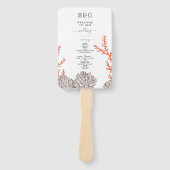 Coral Watercolor Beach Modernes Hochzeitsprogramm Fächer (Vorderseite)