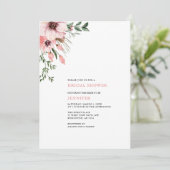 Coral Watercolor Blume Bridal Dusche Einladung (Stehend Vorderseite)