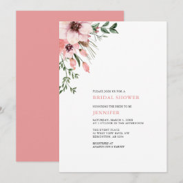 Coral Watercolor Blume Bridal Dusche Einladung
