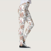 Coral Watercolor Floral Frauen Leggings (Rechts)