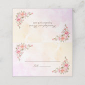 Coral Watercolor Floral Platzkarte (Außenseite Aufgefaltet)