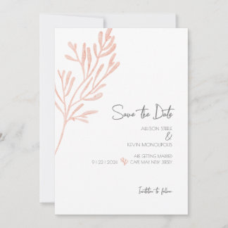 Coral Watercolor ・ Modern Beach Wedding ・ Save The Date