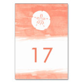 Coral Watercolor Sand Dollar Tischnummer (Rückseite)