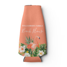 Coral Watercolor Tropical Floral Beach House