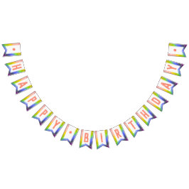 Coral Watercolor Typografie Happy Birthday Rainbow Wimpelkette