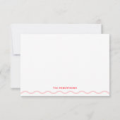 Coral Wavy Retro Wedding Dankeskarte (Rückseite)