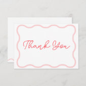 Coral Wavy Retro Wedding Dankeskarte (Vorne/Hinten)