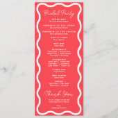 Coral Wavy Retro Wedding Programm (Rückseite)