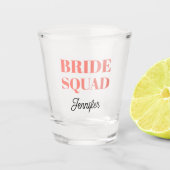 Coral Wedding Bride Squad Personalized Schnapsglas (Vorderseite)